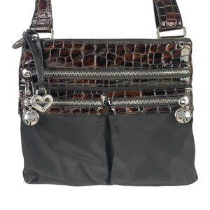 Brighton Billie Crossbody Bag Brown Crocodile Embossed With Dust Bag / Inserts